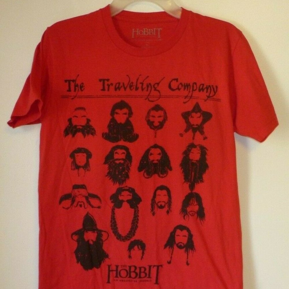Men's T-Shirt,The Hobbit,Red,Size M,Short Sleeve